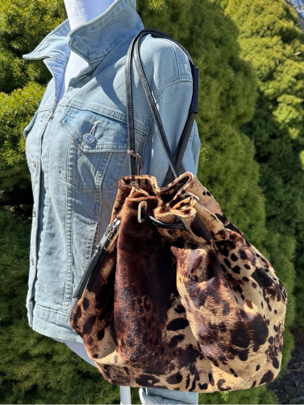 RARE Simone Camille Vintage Calf Hair Drawstring handbag NWT